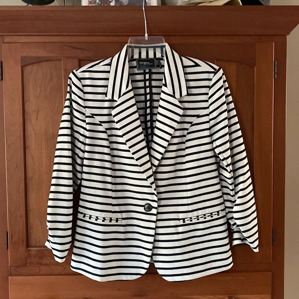 Black and white striped blazer